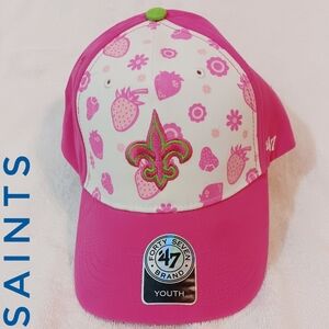 New Orleans Saints Youth Strawberry Smoothie Hat '47 Brand Adjustable Cap NWT